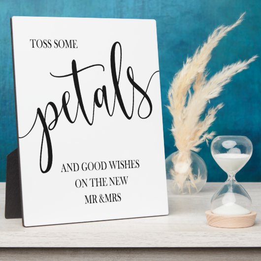 Petals Hochzeitszeichen Tabletop Plaque mit Easel Fotoplatte (Seite)