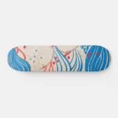 Petals on Waves Vintages japanisches Retro Muster Skateboard (Horizontal)