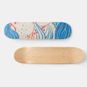 Petals on Waves Vintages japanisches Retro Muster Skateboard (Horizontal)