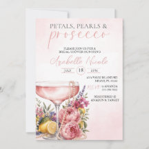Petals, Pearls & Prosecco Brautparty-Einladung