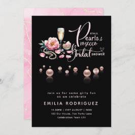 Petals Pearls Prosecco Brautparty Einladung