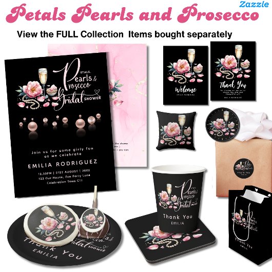 Petals Pearls Prosecco Favors Brautparty Poster