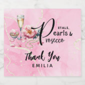 Petals Pearls Prosecco Favors Brautparty Schaumweinetikett (Einzelnes Label)