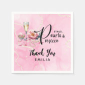 Petals Pearls Prosecco Favors Brautparty Serviette (Vorderseite)