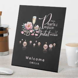 Petals Pearls Prosecco Favors Brautparty Sockelschild