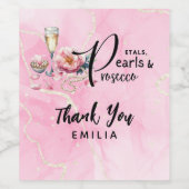 Petals Pearls Prosecco Favors Brautparty Weinetikett (Einzelnes Label)