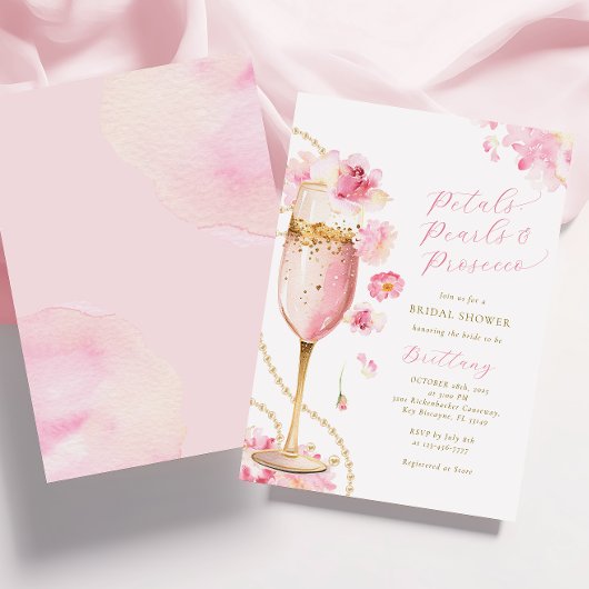Petals, Perlen & Prosecco Bridal Dusche Einladung