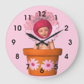 Petals & Playtime Bloom Pink Clock Große Wanduhr (Vorderseite)