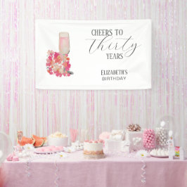 Petals & Prosecco 30. Geburtstag Blumenrosa Chic Banner
