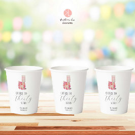 Petals & Prosecco 30. Geburtstag Blumenrosa Chic Pappbecher