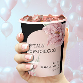 Petals & Prosecco Black & Rose Gold Brautparty Pappbecher