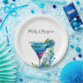 Petals & Prosecco Blue Floral Brautparty Pappteller (Party)