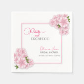 Petals & Prosecco Blumenstrauch Rosa Brautparty Serviette (Vorderseite)