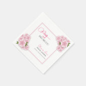 Petals & Prosecco Blumenstrauch Rosa Brautparty Serviette (Ecke)