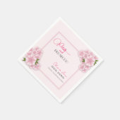 Petals & Prosecco Blumenstrauch Rosa Brautparty Serviette (Ecke)