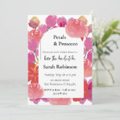 Petals & Prosecco Blumenstrauch Summer Brautparty Einladung (Stehend Vorderseite)