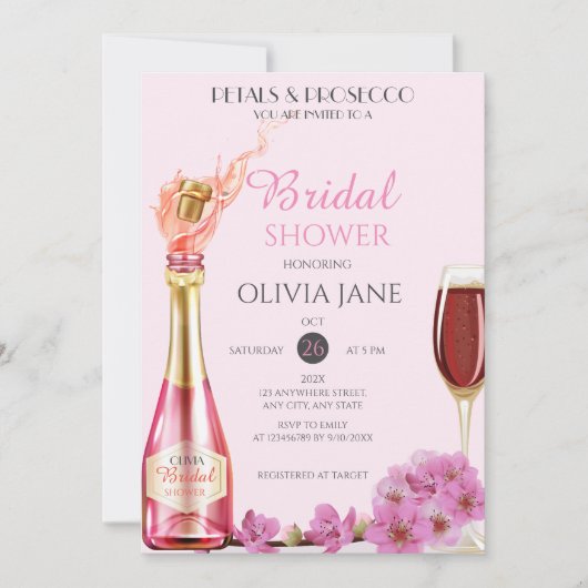 Petals & Prosecco Blumenstrauch Summer Brautparty Einladung (Vorderseite)