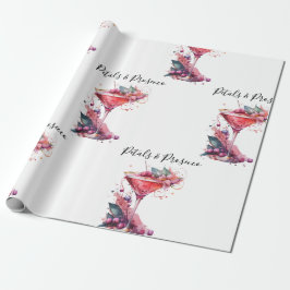 Petals & Prosecco Blush Brautparty Geschenkpapier
