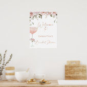 Petals Prosecco Blush Brautparty Willkommen Poster (Küche)