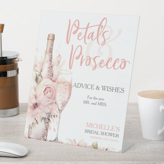 Petals & Prosecco Blush Pink Blumenberater Wünsche Sockelschild (In Situ)