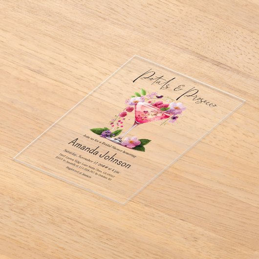 Petals & Prosecco Blush Pink Brautparty Acryleinladungen (Ablage )