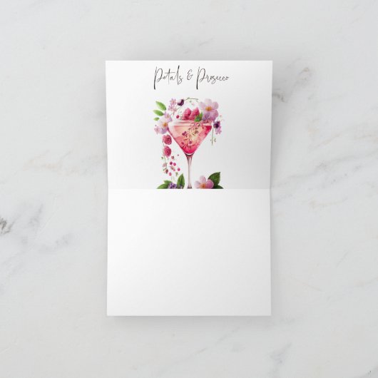 Petals & Prosecco Blush Pink Brautparty Dankeskarte (Innenseite)