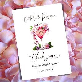 Petals & Prosecco Blush Pink Brautparty Dankeskarte