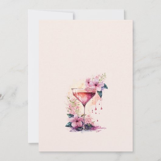 Petals & Prosecco Blush Pink Brautparty Einladung (Rückseite)