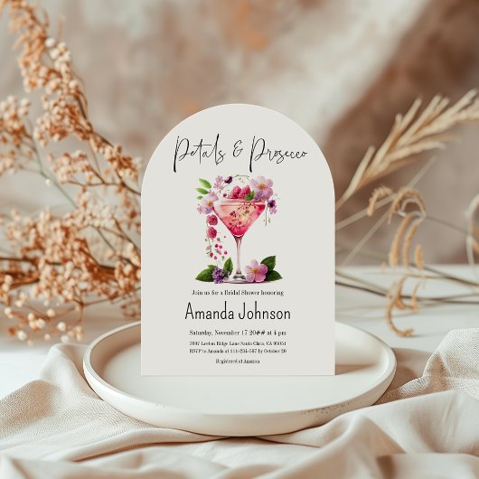 Petals Prosecco Blush Pink Brautparty Einladung