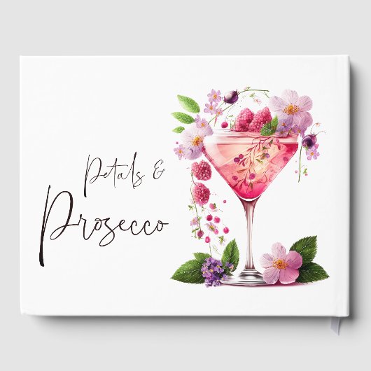 Petals & Prosecco Blush Pink Brautparty Gästebuch (Rückseite)