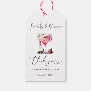 Petals & Prosecco Blush Pink Brautparty Geschenkanhänger