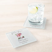 Petals & Prosecco Blush Pink Brautparty Glasuntersetzer (Schrägansicht)