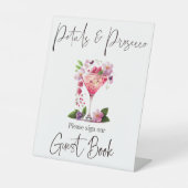 Petals & Prosecco Blush Pink Brautparty Guest Sockelschild (Vorderseite)