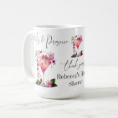 Petals & Prosecco Blush Pink Brautparty Kaffeetasse (Vorderseite Links)