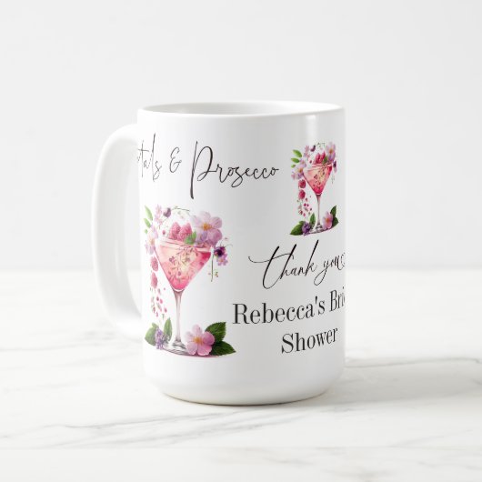 Petals & Prosecco Blush Pink Brautparty Kaffeetasse (Vorderseite Links)