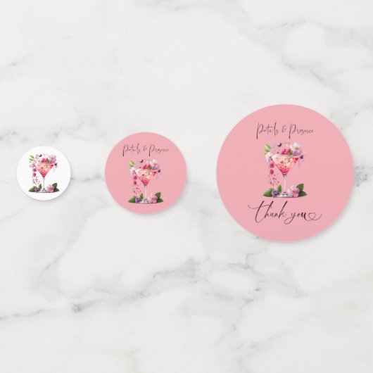 Petals & Prosecco Blush Pink Brautparty Konfetti (Rückseiten)