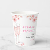 Petals & Prosecco Blush Pink Brautparty Pappbecher (Vorderseite)