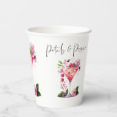 Petals & Prosecco Blush Pink Brautparty Pappbecher (Rückseite)