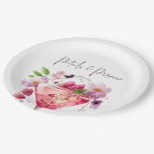 Petals & Prosecco Blush Pink Brautparty Pappteller (Schrägansicht)