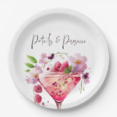 Petals & Prosecco Blush Pink Brautparty Pappteller (Vorderseite)