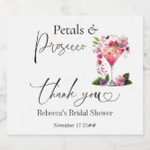 Petals & Prosecco Blush Pink Brautparty Schaumweinetikett (Einzelnes Label)