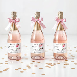 Petals & Prosecco Blush Pink Brautparty Schaumweinetikett