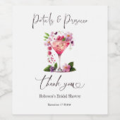 Petals & Prosecco Blush Pink Brautparty Weinetikett (Einzelnes Label)