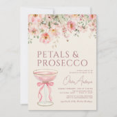 Petals & Prosecco Blush Pink Bridal Shower Einladung (Vorderseite)