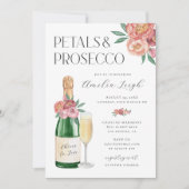 Petals & Prosecco Blush Pink Floral Einladung (Vorderseite)