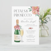 Petals & Prosecco Blush Pink Floral Einladung (Stehend Vorderseite)