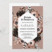 Petals & Prosecco Boho Blush Pink Brautparty Einladung (Vorne/Hinten)