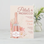 Petals & Prosecco Boho Bridal Dusche Einladung (Stehend Vorderseite)
