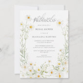 Petals Prosecco Boho Daisy Brautparty Einladung (Vorderseite)