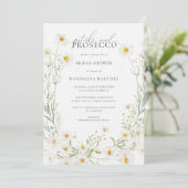 Petals Prosecco Boho Daisy Brautparty Einladung (Stehend Vorderseite)